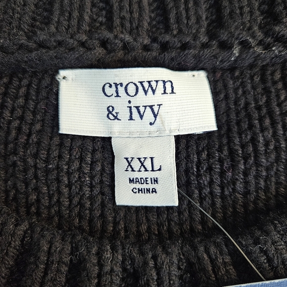 Crown & Ivy Balloon Sleeve Cable Knit pullover sweater XXL - Picture 3 of 7